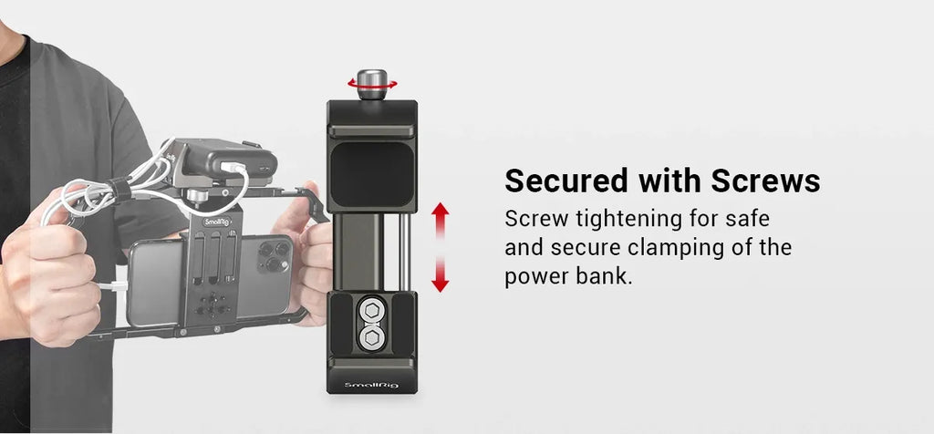 SmallRig Universal Power Bank Holder Adjustable for power banks with width range from 53mm to 81mm for Vlogging Video Shoot 2790
