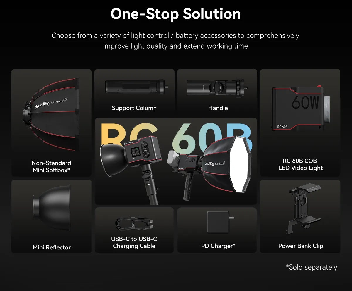 Smallrig RC 60B & Accessories COB LED Video Light Photography