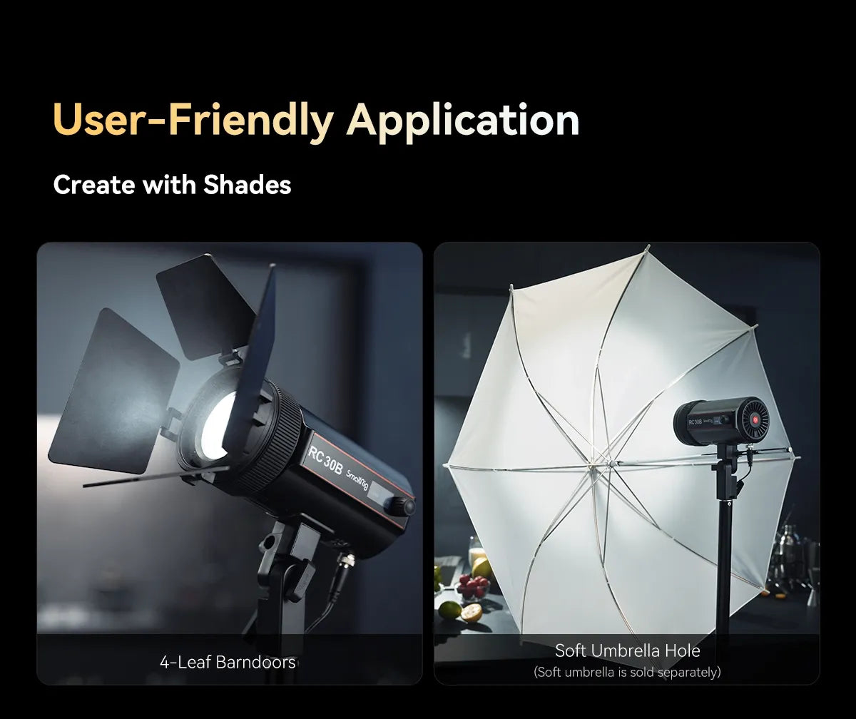 SmallRig RC 30B COB Light with 30W Beam Angle Adjustable Bi-color COB LED Video Light 2700K-6500K Ultra-high Brightness 4280