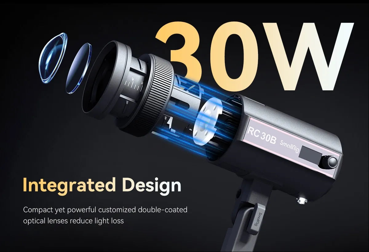 SmallRig RC 30B COB Light with 30W Beam Angle Adjustable Bi-color COB LED Video Light 2700K-6500K Ultra-high Brightness 4280