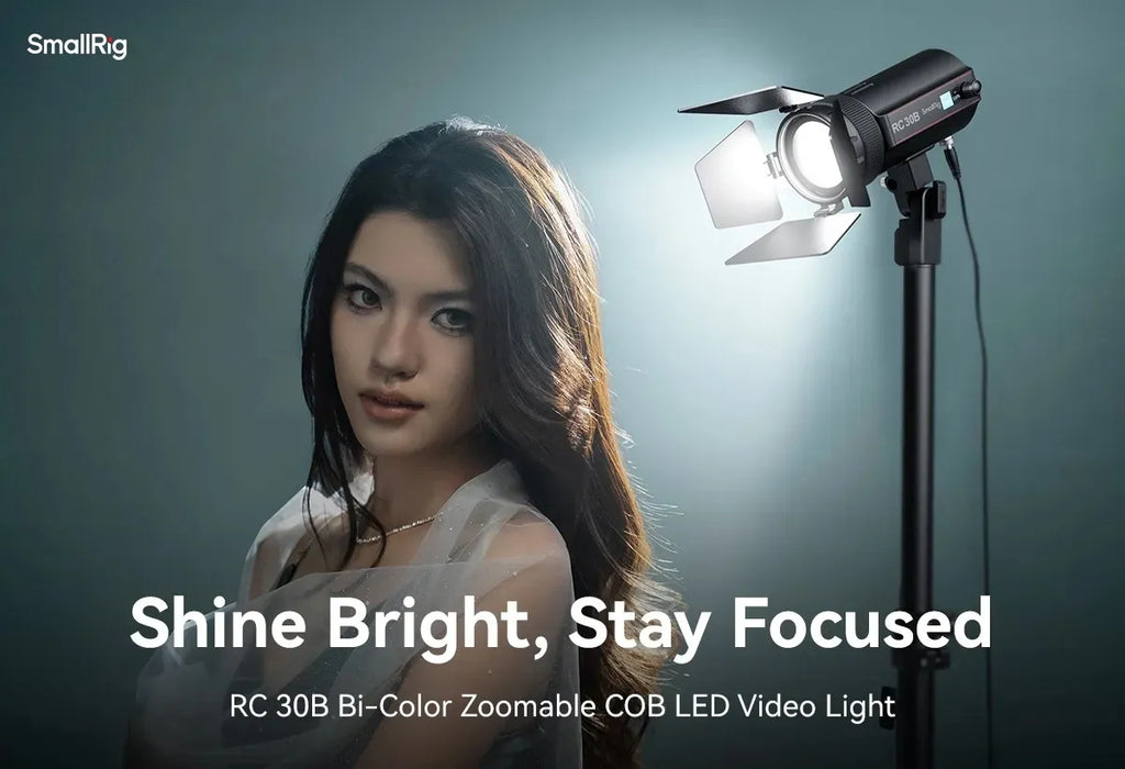 SmallRig RC 30B COB Light with 30W Beam Angle Adjustable Bi-color COB LED Video Light 2700K-6500K Ultra-high Brightness 4280