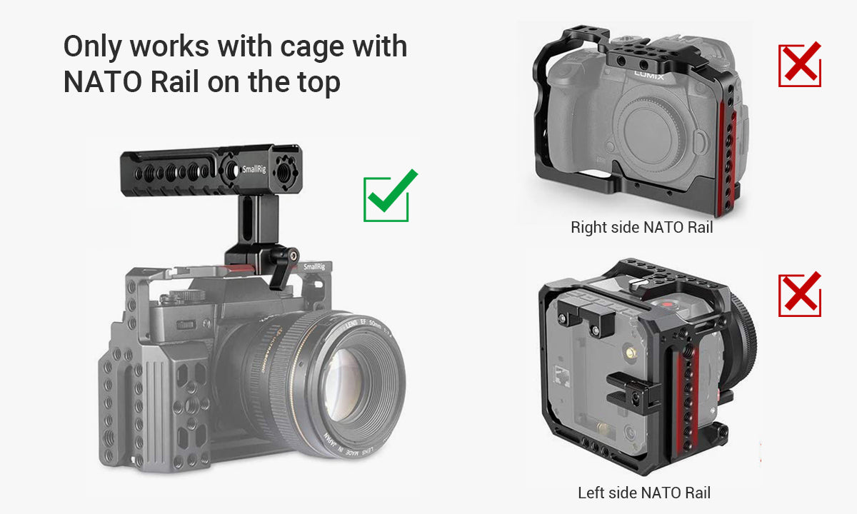 SmallRig Lightweight NATO Top Handle Quick Release NATO Grip for Sony Top Handle with 5 Cold Shoe Adapters and NATO Clamp