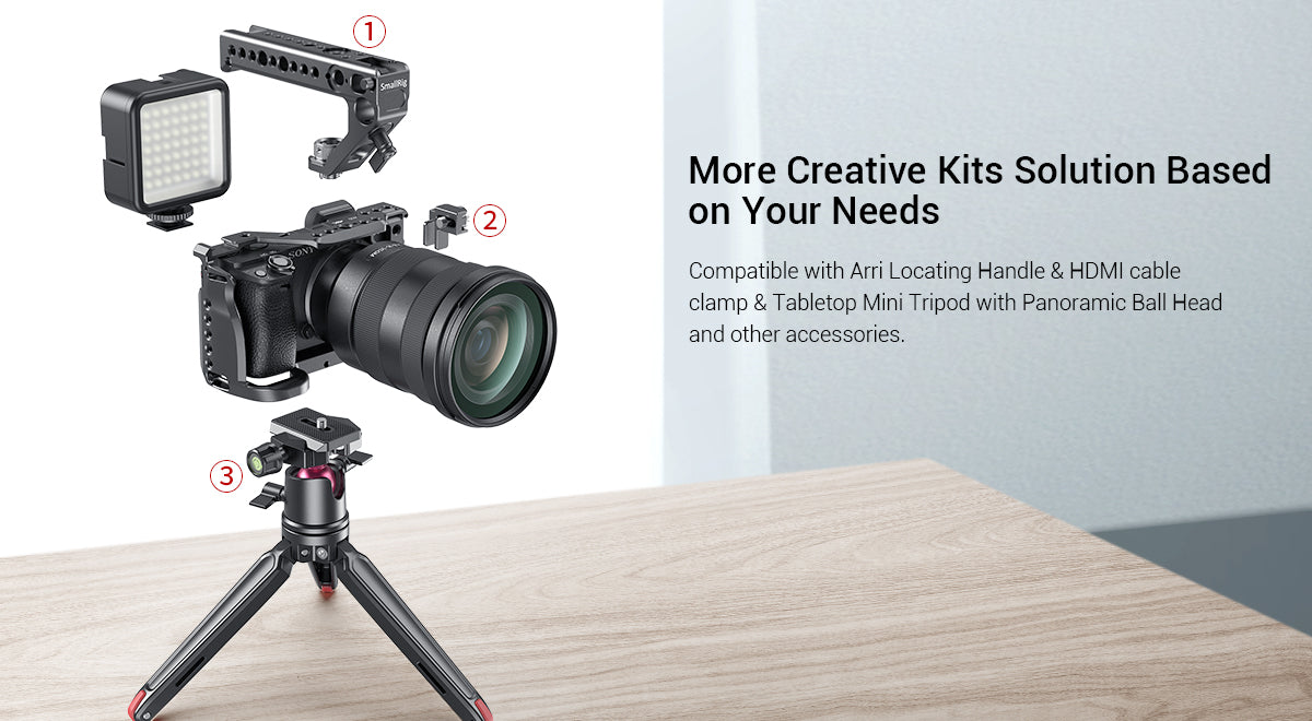 SmallRig A6600 Camera Cage for Sony A6600 With Cold Shoe Mount 1/4 Thread Holes for Microphone Flash Light DIY Options 2493