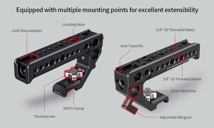 SmallRig Lightweight NATO Top Handle Quick Release NATO Grip for Sony Top Handle with 5 Cold Shoe Adapters and NATO Clamp