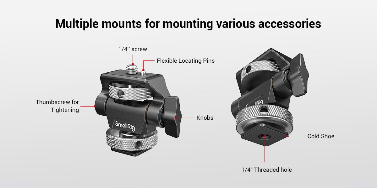 SmallRig Quick Release Monitor Holder Camera Clamp Swivel and Tilt Adjustable Monitor Mount with Cold Shoe / ARRI /  NATO Mount