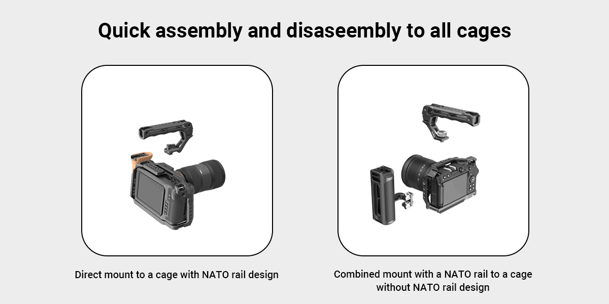 SmallRig Lightweight NATO Top Handle Quick Release NATO Grip for Sony Top Handle with 5 Cold Shoe Adapters and NATO Clamp