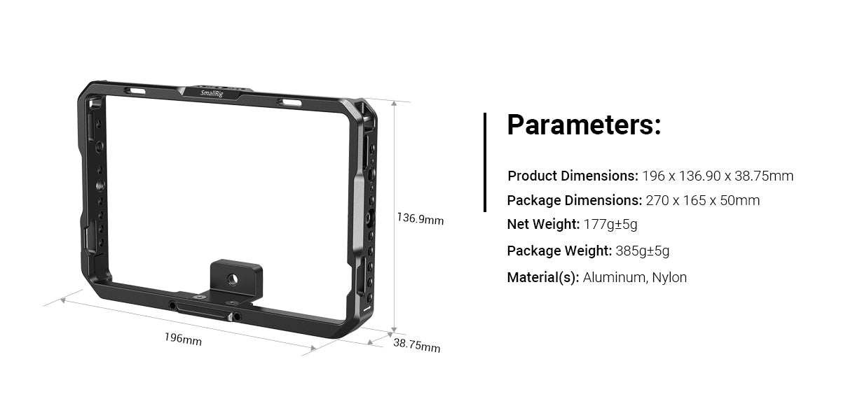 SmallRig Cage with Sun Hood for SmallHD 702 Touch Monitor  Cage Kit for SmallHD Indie 7 CMS2684