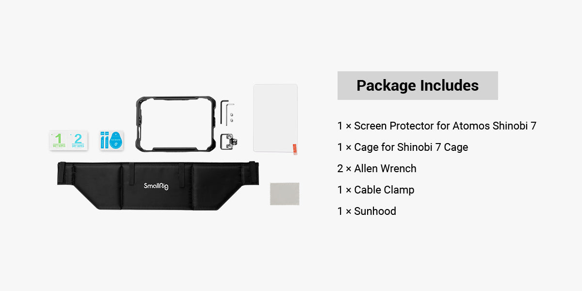 SmallRig  Cage for Atomos Shinobi 7 Monitor Camera Cage Aluminium alloy DSLR On-Camera Monitor Rig Kit 3456