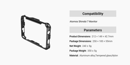 SmallRig  Cage for Atomos Shinobi 7 Monitor Camera Cage Aluminium alloy DSLR On-Camera Monitor Rig Kit 3456