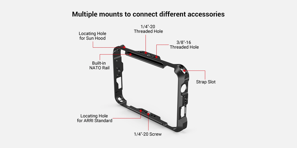 SmallRig  Cage for Atomos Shinobi 7 Monitor Camera Cage Aluminium alloy DSLR On-Camera Monitor Rig Kit 3456