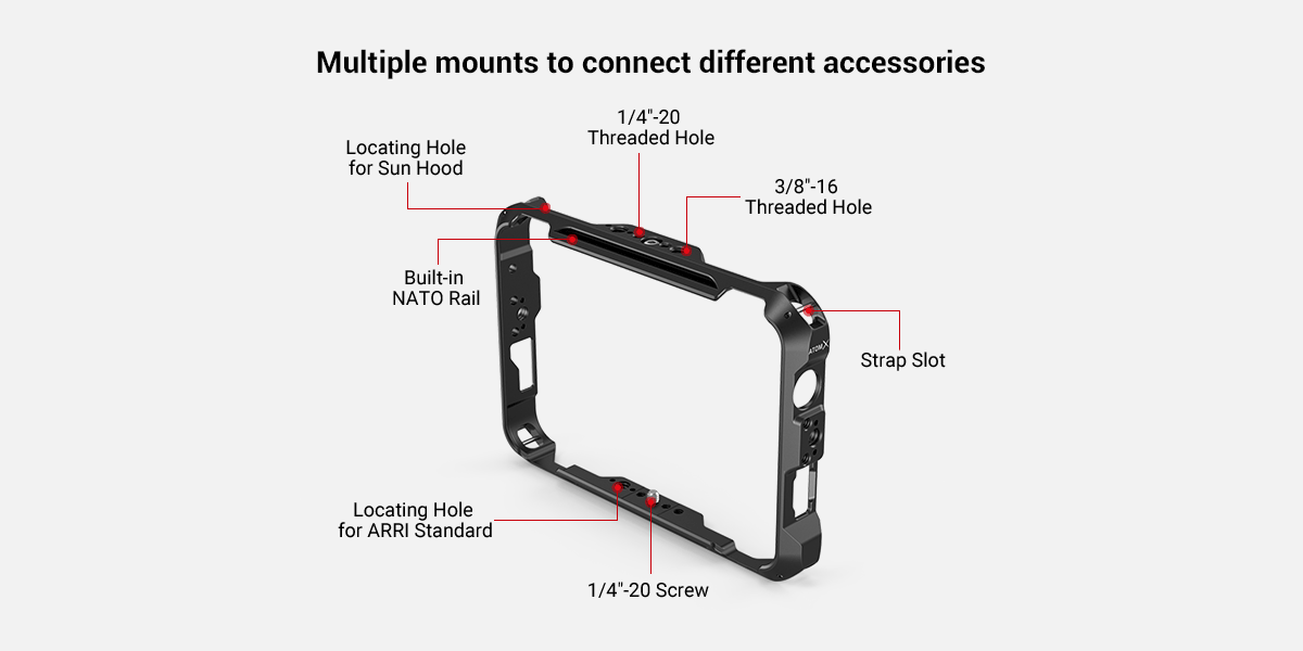 SmallRig  Cage for Atomos Shinobi 7 Monitor Camera Cage Aluminium alloy DSLR On-Camera Monitor Rig Kit 3456