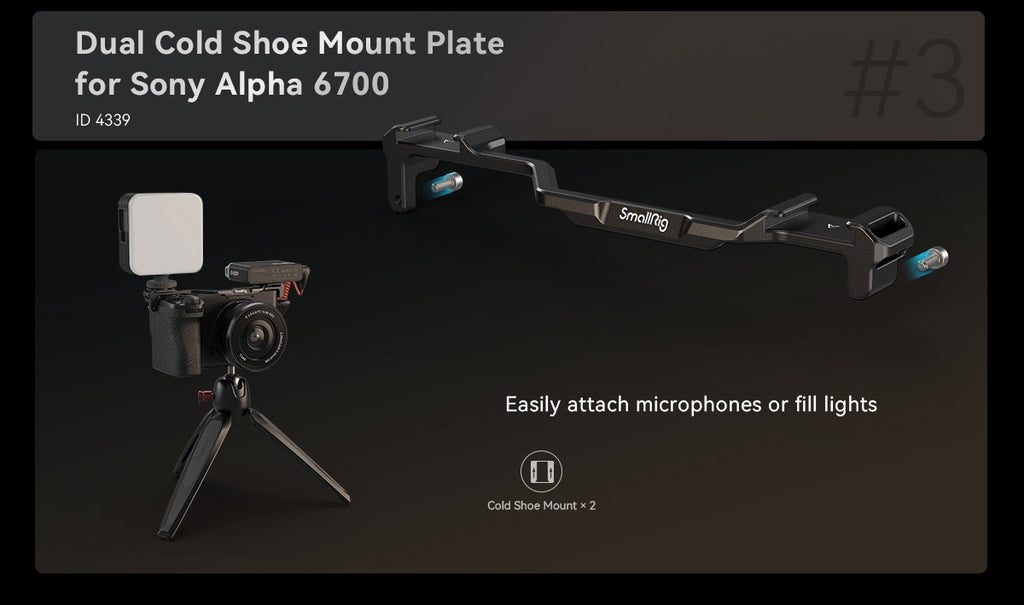 SmallRig Cage Kit / Half Cage / Baseplate / Dual Cold Shoe Mount Plate / for Sony Alpha 6700 With Multiple Mounting Points A6700