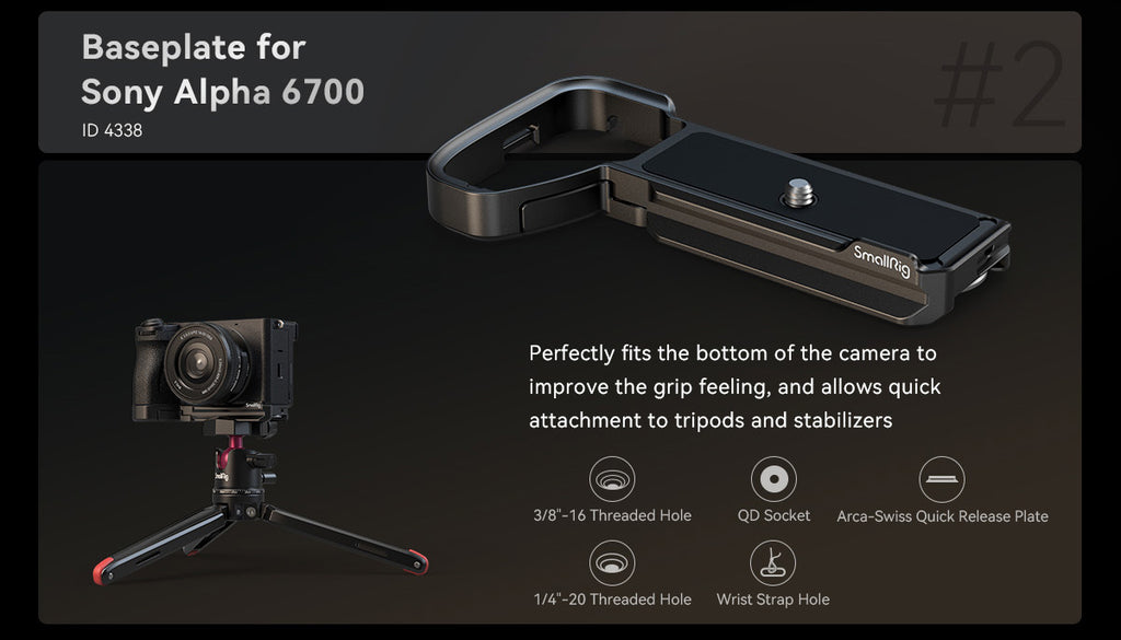 SmallRig Cage Kit / Half Cage / Baseplate / Dual Cold Shoe Mount Plate / for Sony Alpha 6700 With Multiple Mounting Points A6700