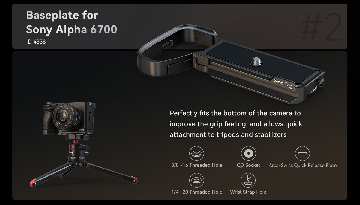 SmallRig Cage Kit / Half Cage / Baseplate / Dual Cold Shoe Mount Plate / for Sony Alpha 6700 With Multiple Mounting Points A6700