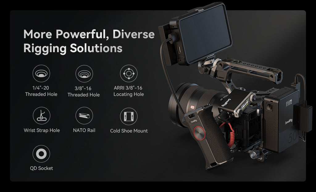 SmallRig Cage Kit / Half Cage / Baseplate / Dual Cold Shoe Mount Plate / for Sony Alpha 6700 With Multiple Mounting Points A6700