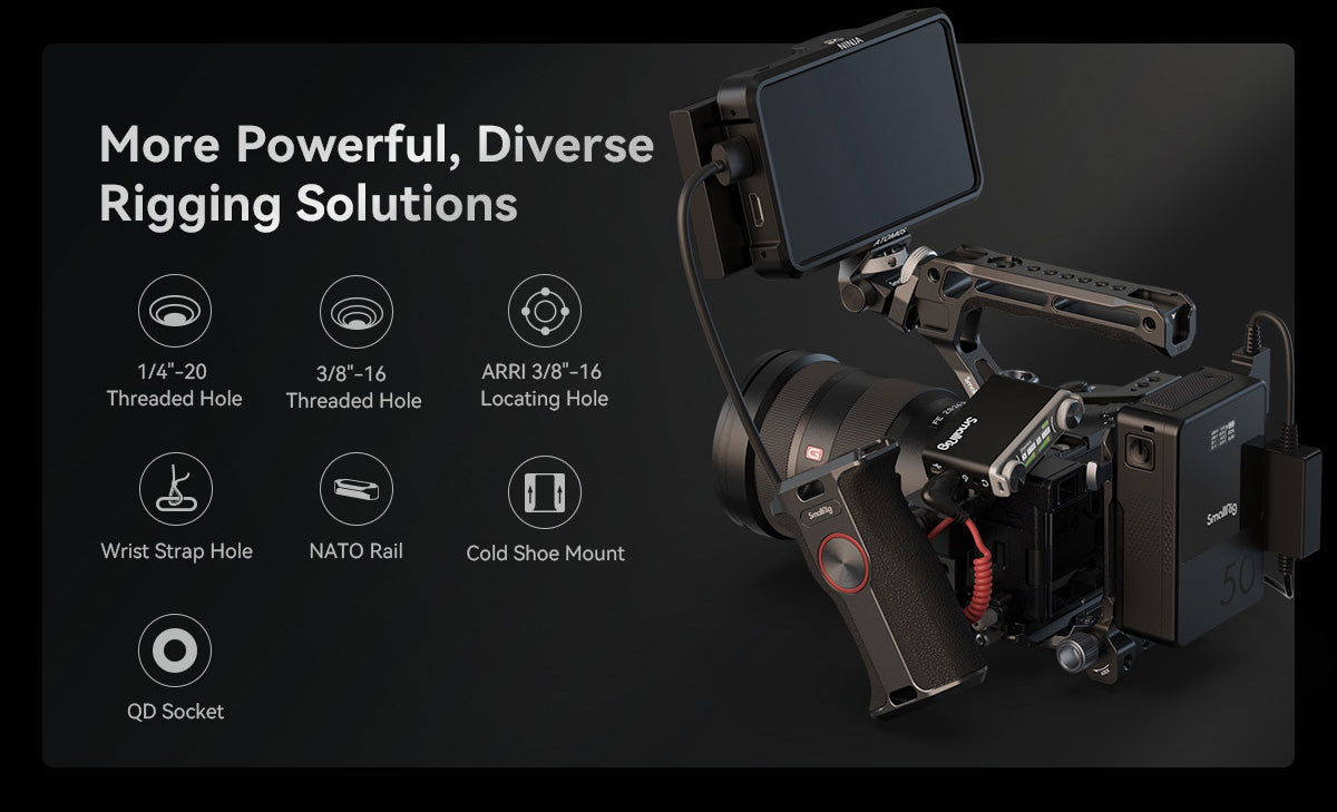 SmallRig Cage Kit / Half Cage / Baseplate / Dual Cold Shoe Mount Plate / for Sony Alpha 6700 With Multiple Mounting Points A6700