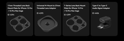 SmallRig 17mm / 37mm Threaded Lens Adapter Ring for iPhone 15 Pro /15 Pro Max Cage, Lens Back Mount Plate for Install Lens