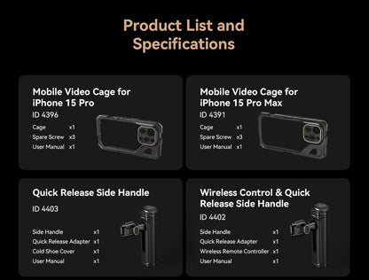 SmallRig 17mm / 37mm Threaded Lens Adapter Ring for iPhone 15 Pro /15 Pro Max Cage, Lens Back Mount Plate for Install Lens