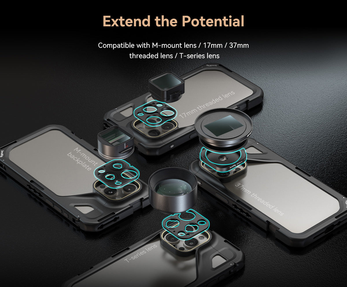 SmallRig 17mm / 37mm Threaded Lens Adapter Ring for iPhone 15 Pro /15 Pro Max Cage, Lens Back Mount Plate for Install Lens
