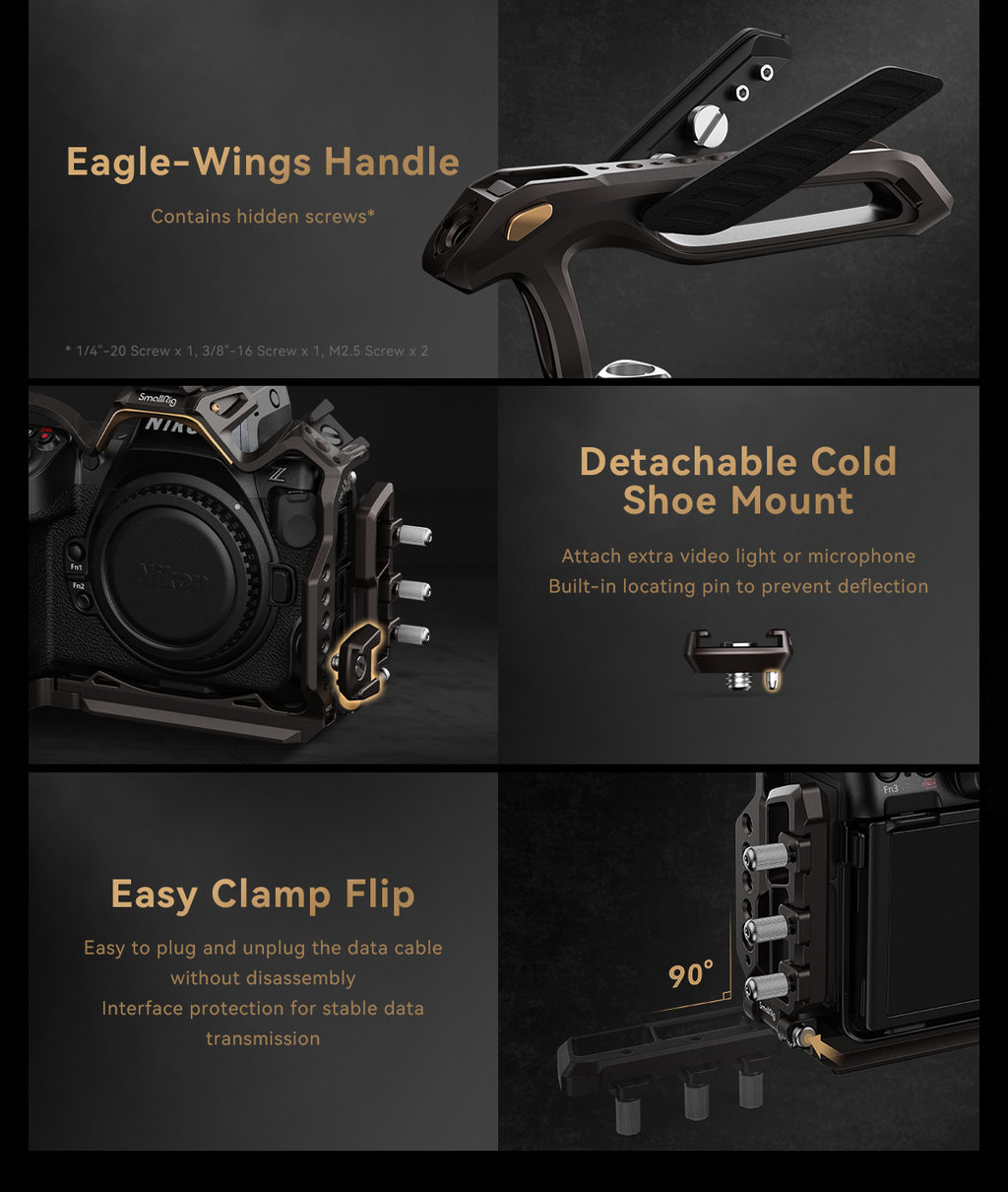 SmallRig "Night Eagle" Cage Kit for Nikon Z 8 New Design and Coloring with Top Handle and USB-C Cable Clamp 4317