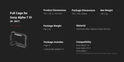 SmallRig Full Dslr for Sony A7 IV a7m4 Camera Cage Rig for Sony Alpha 7 IV/A7S III/A1/A7R  IV with Multi-Mounting Options Rigs