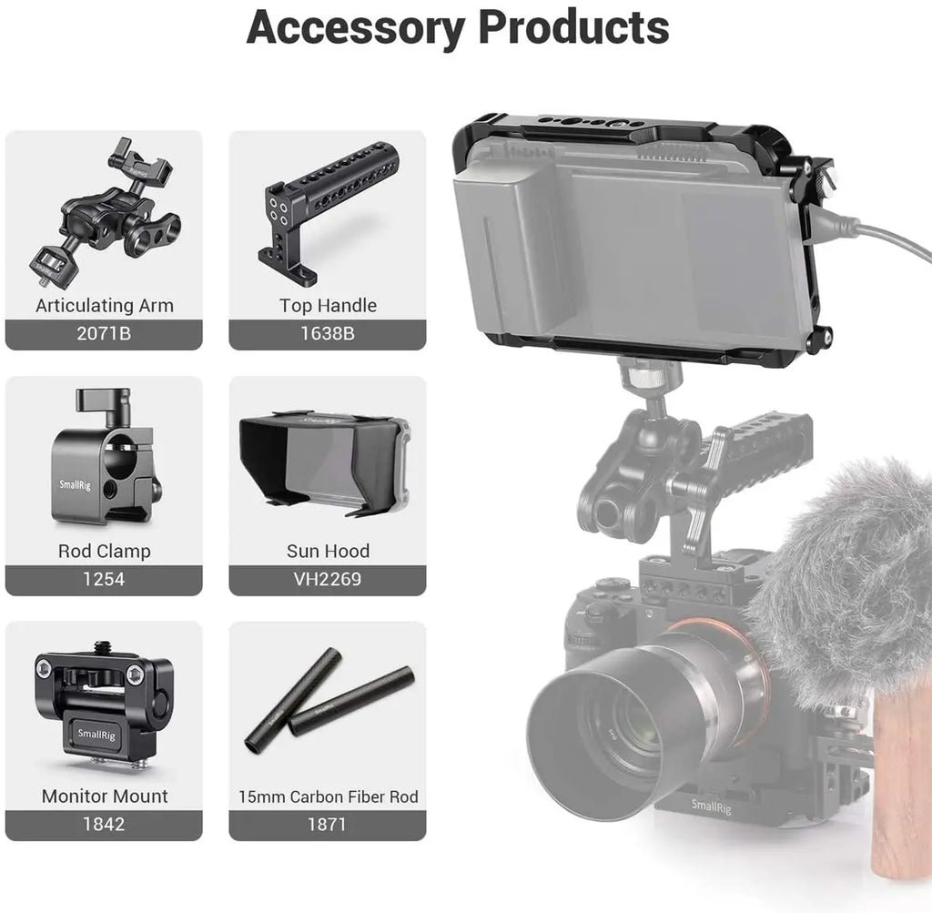 SmallRig Director's Monitor Cage for Atomos for Ninja V Feature with NATO rails on the top and bottom 2209