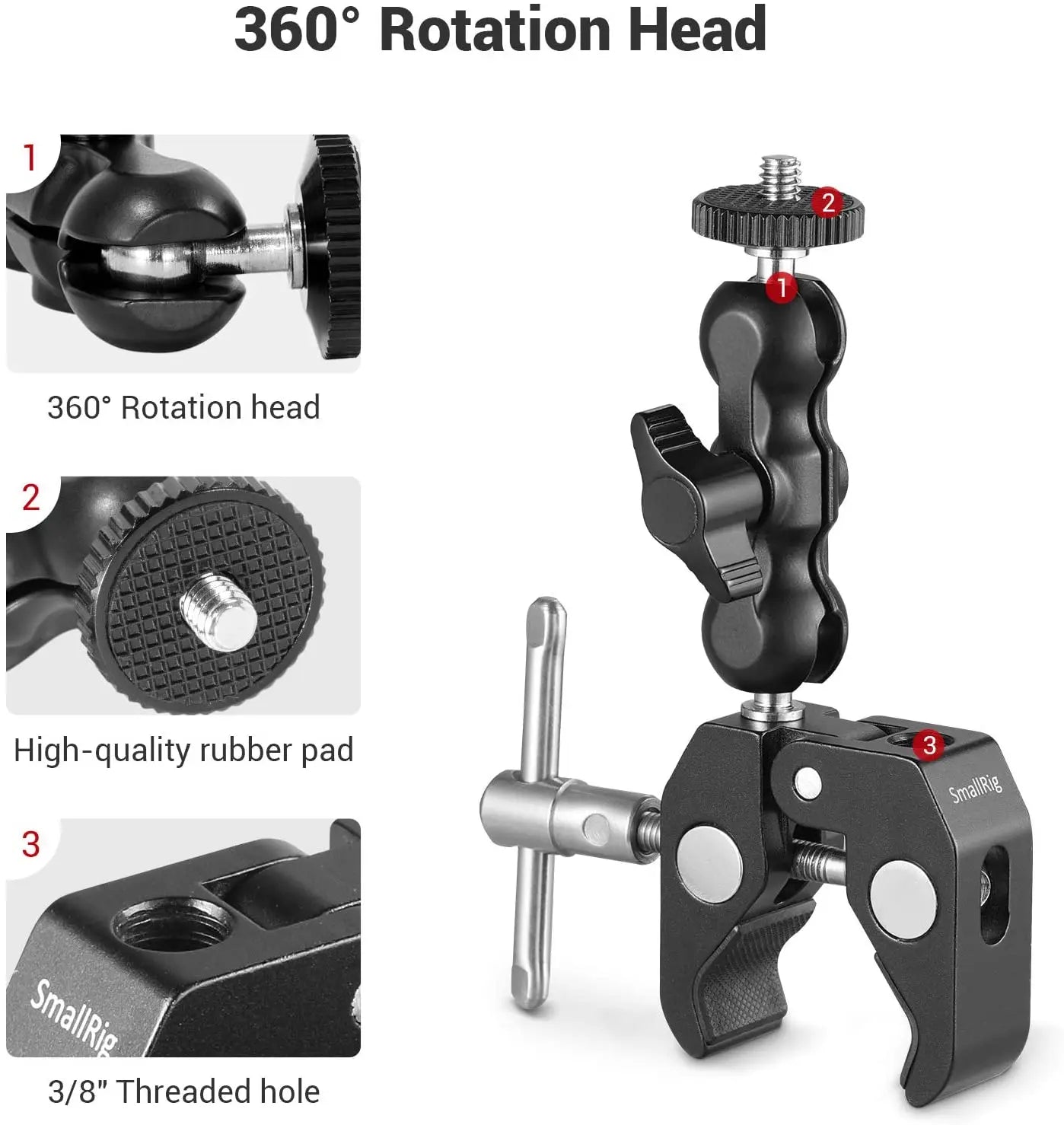 SmallRig Universal Magic Arm with Multi-Functional Ballhead Clamp