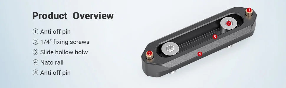 SmallRig Quick Release Safety Nato Rail 70mm Long with Spring Loaded Pins for RED Epic / Scarlet, Black Magic- 1195B