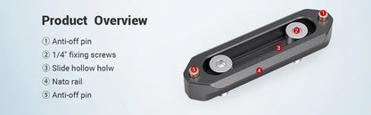 SmallRig Quick Release Safety Nato Rail 70mm Long with Spring Loaded Pins for RED Epic / Scarlet, Black Magic- 1195B
