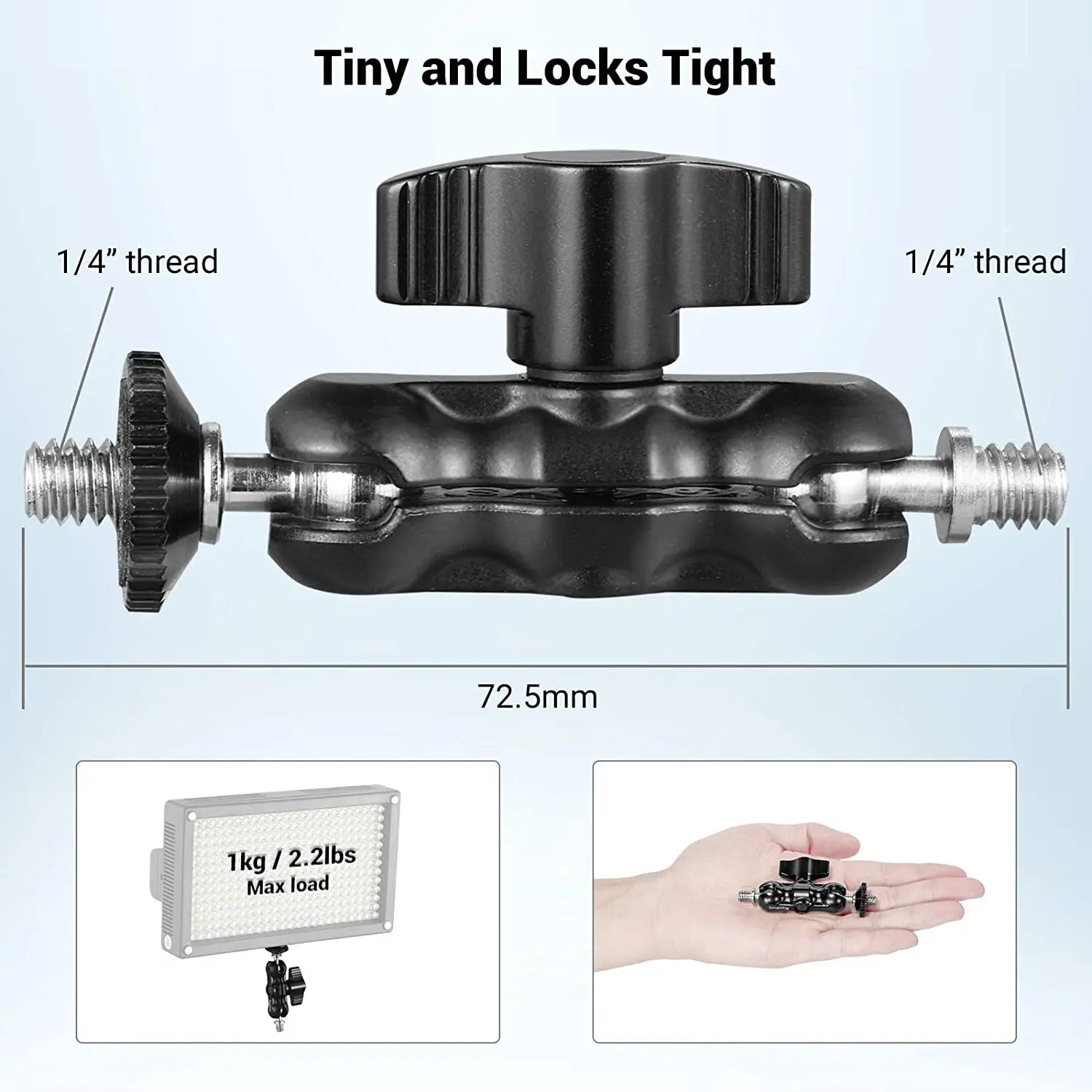 Brazo mágico universal ajustable SmallRig con cabezal esférico pequeño para monitor de cámara/soporte de luz LED con tornillo 1/4