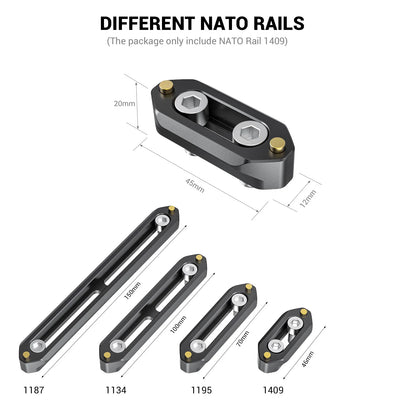 SmallRig Camera Quick Release Safety Rail 4cm 1.57 Inches Long with 1/4'' Screws For Nato Handle EVF Attach  - 1409