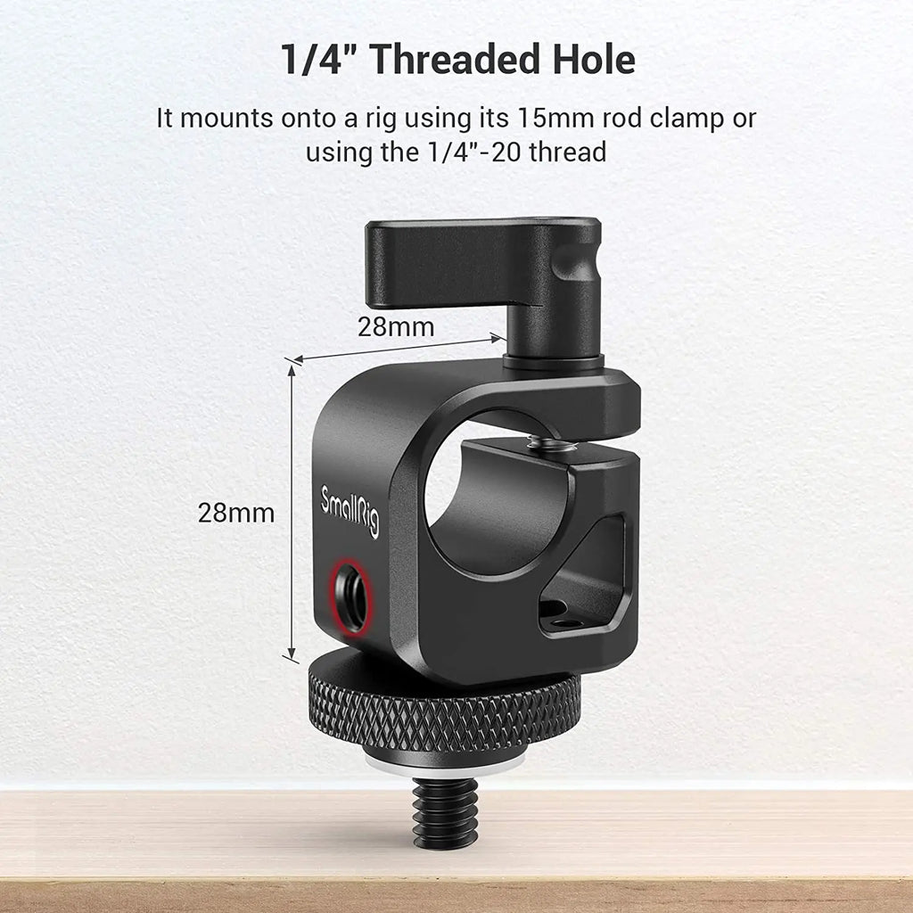 SMALLRIG 15mm Rod Clamp Rail Connector Rail Block with 1/4" Thread Hole to Attach Camera Microphones/Sound Recorders- 860
