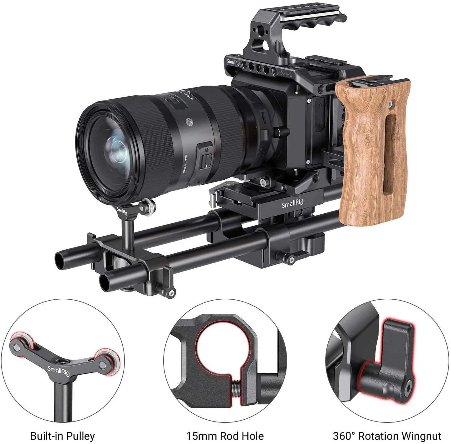 SmallRig Universal 15mm LWS Rod Mount Lens Support For 73-108mm Dslr Camera Lens Bracket Support With 15mm Rod Clamp -2727