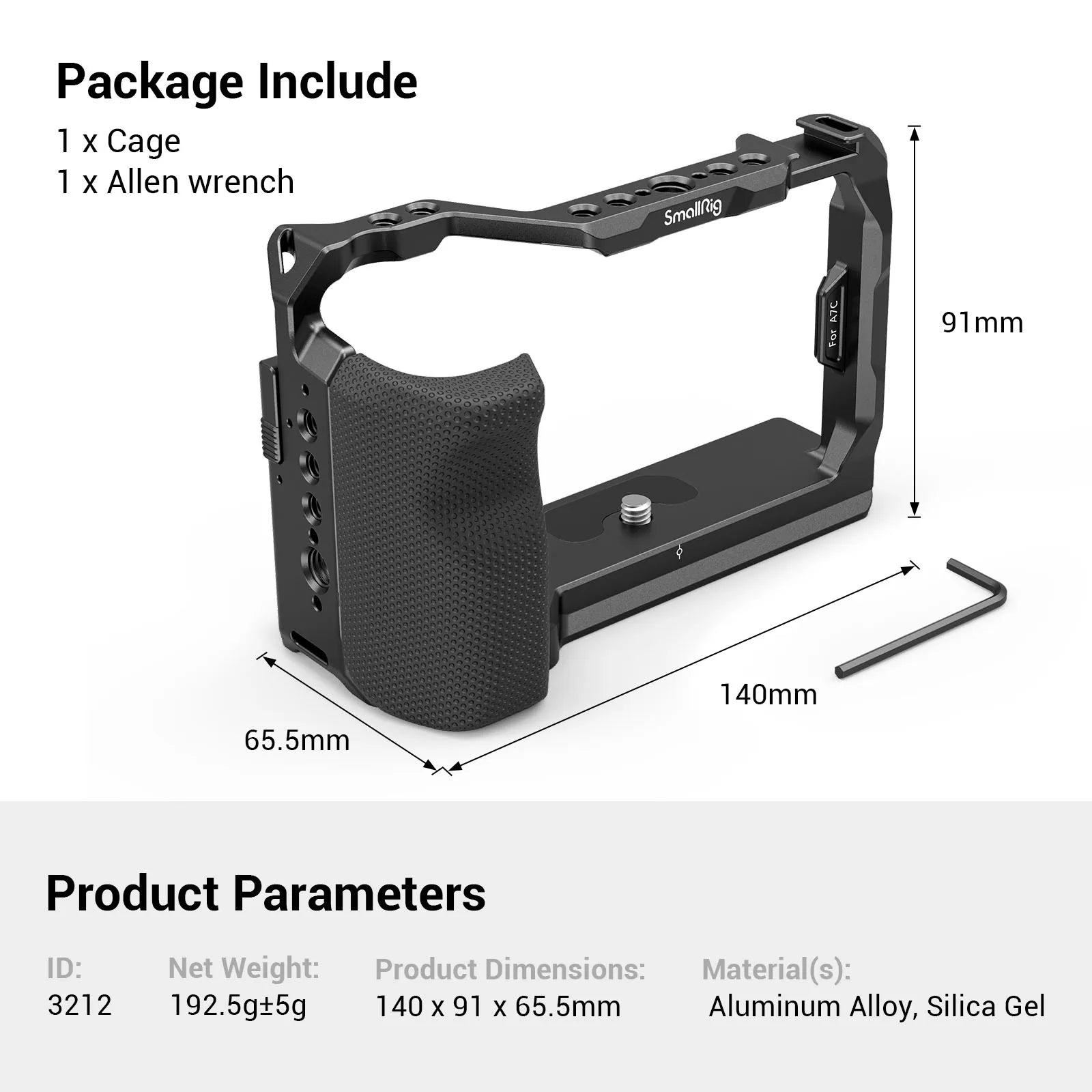 SmallRig Camera Cage with silicone Side Handle grip rig for Sony Alpha a7c A7C Camera Accessories 3212