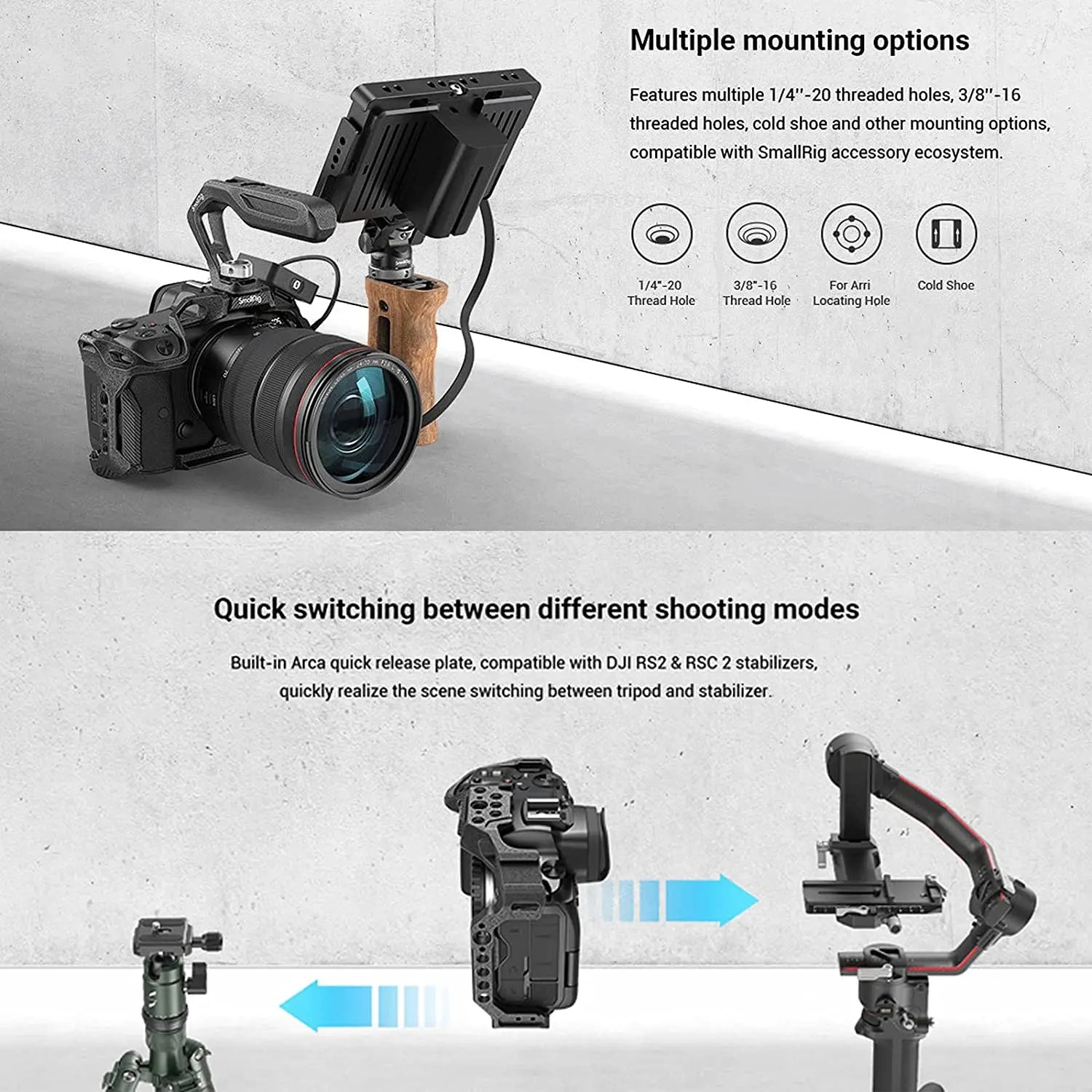 SmallRig Black Mamba Camera Cage with cable clamp and Top Handle Kit for Canon EOS R5 & R6 & R5 C Camera 3233/3234