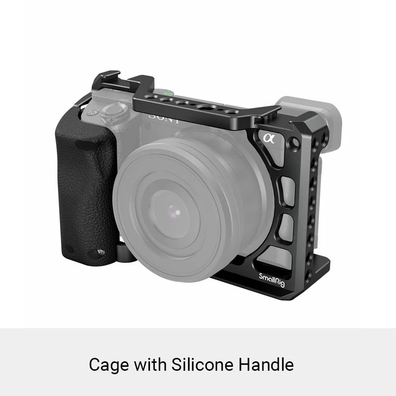 SmallRig DSLR Camera Cage Rig For Sony A6400 with Silicone Handgrip Handle & Cold Shoe for Sony A6100/A6300/A6400 Camera 3164