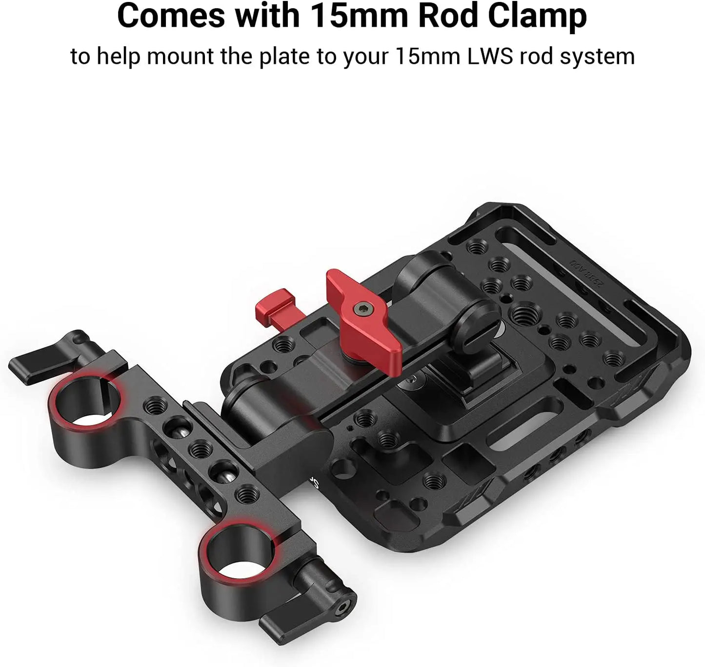 SmallRig V Mount Battery Plate, V-Lock Mount Battery Plate with 15mm Rod Clamp & Adjustable Arm for Power Supply - 2991