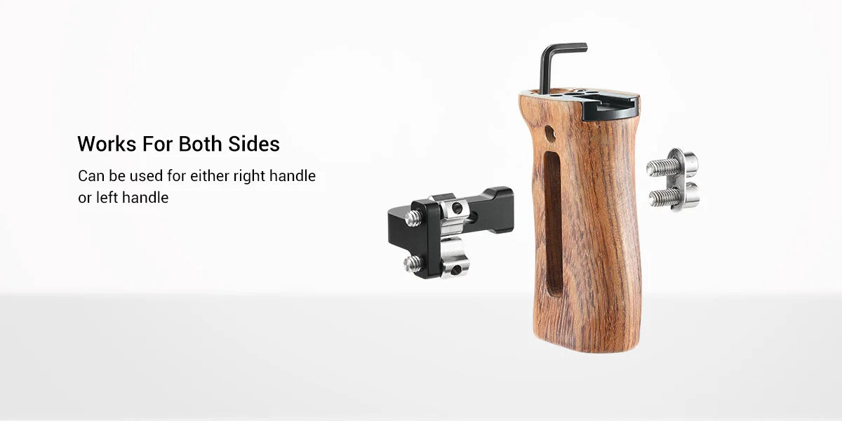 SmallRig Adjustable DSLR Wooden Camera Handle Universal Side Handle Grip W/ Cold Shoe Mount for Microphone and flash light 2093C