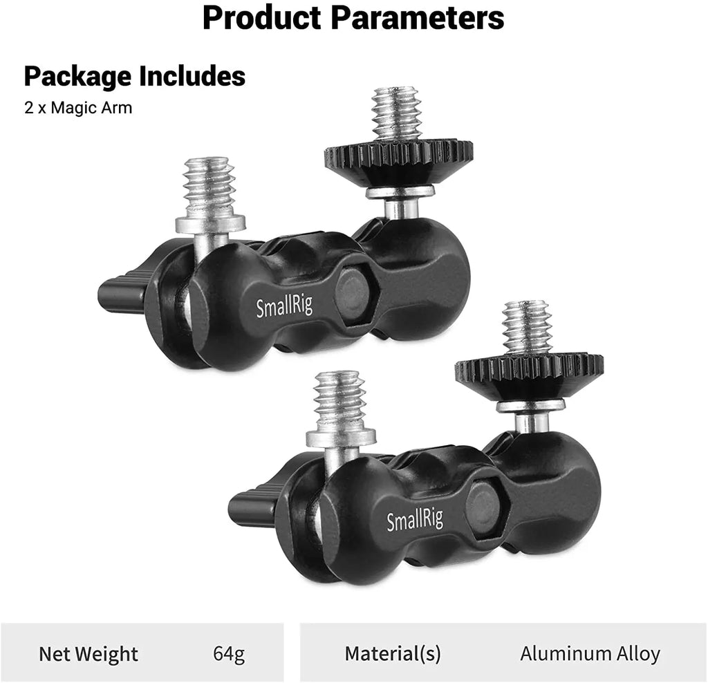 SmallRig Adjustable Universal Magic Arm with Small Ballhead – 1/4" Screw Mount