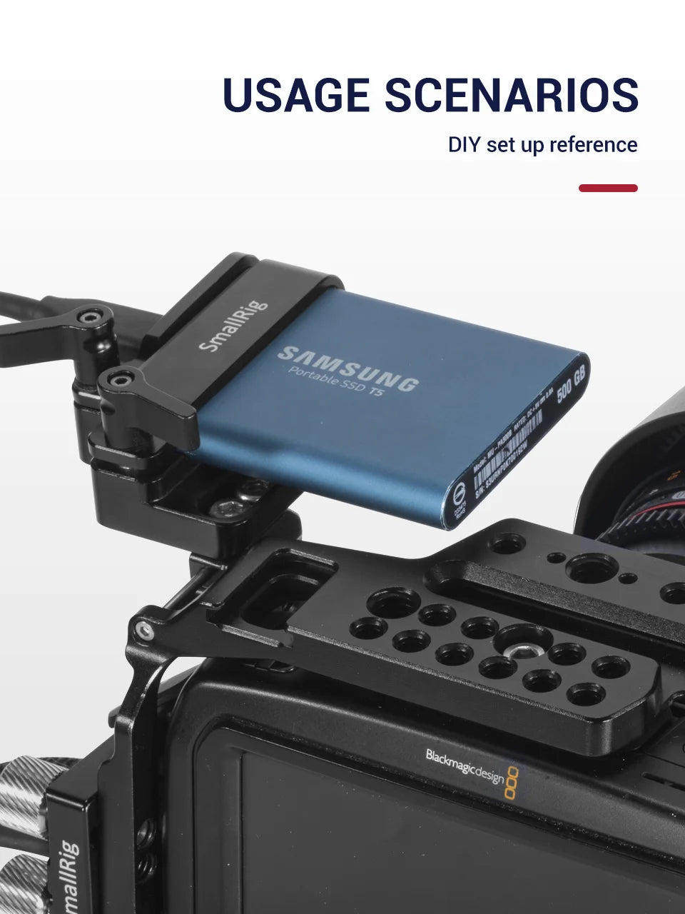 SmallRig Camera Rig Mount for Samsung T5 SSD for Blackmagic Design Pocket Cinema Camera 4K / 6K SmallRig cage  2245
