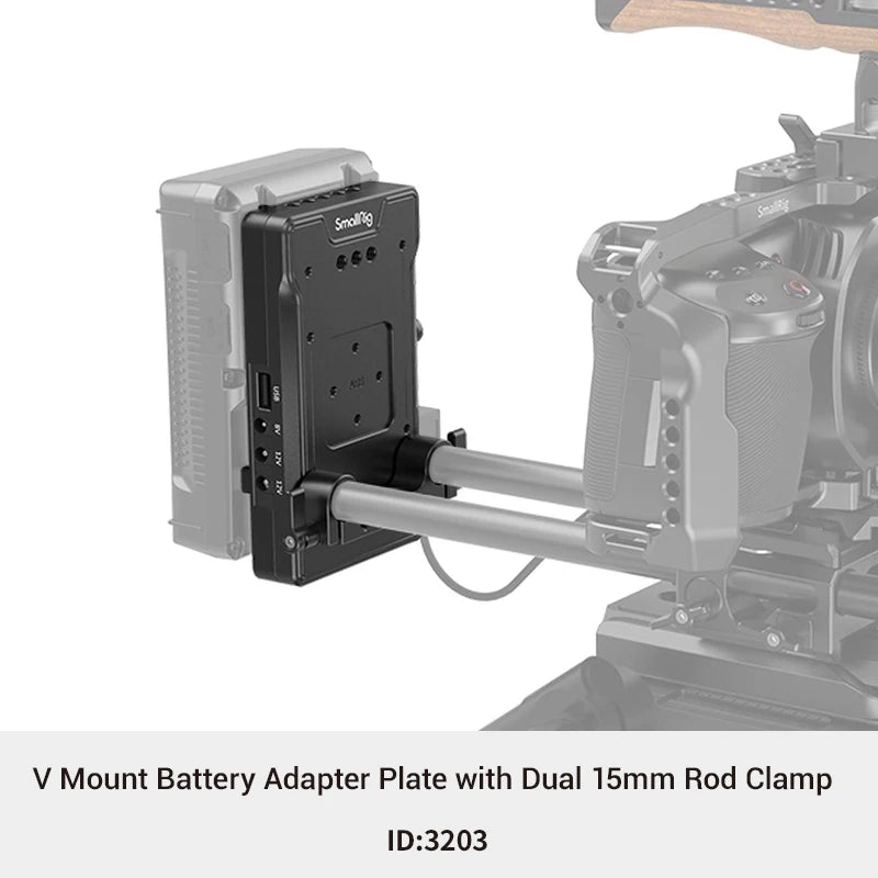 SmallRig V Mount Battery Adapter Plate with Crab-Shaped/Crab-Shaped /Adjustable Arm Clamp 3202/3203/3204