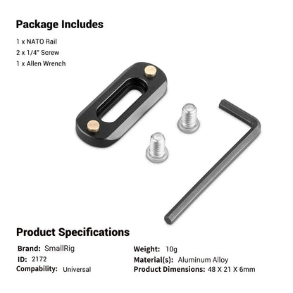 SmallRig DSLR Camera Rig Mini Quick Release NATO Rail (48mm) For Nato Handle EVF mount attach 2172B
