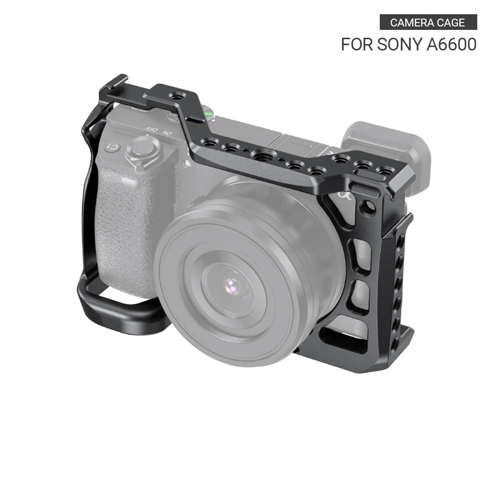 SmallRig A6600 Camera Cage for Sony A6600 With Cold Shoe Mount 1/4 Thread Holes for Microphone Flash Light DIY Options 2493