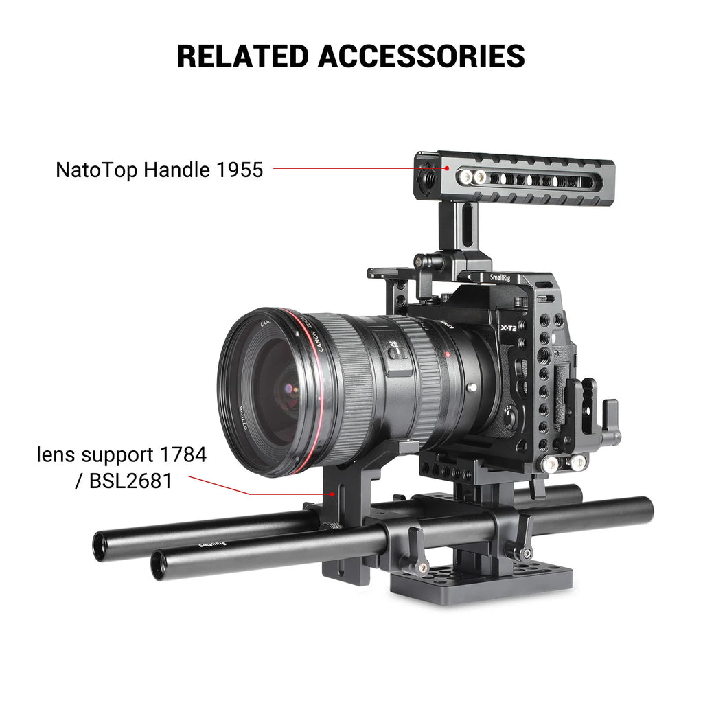 SmallRig 2PCS 15mm Aluminum Alloy Rods 30cm / 12inch Long for Dslr Camera 15mm Rods System Camera Rail Rod Black 1053