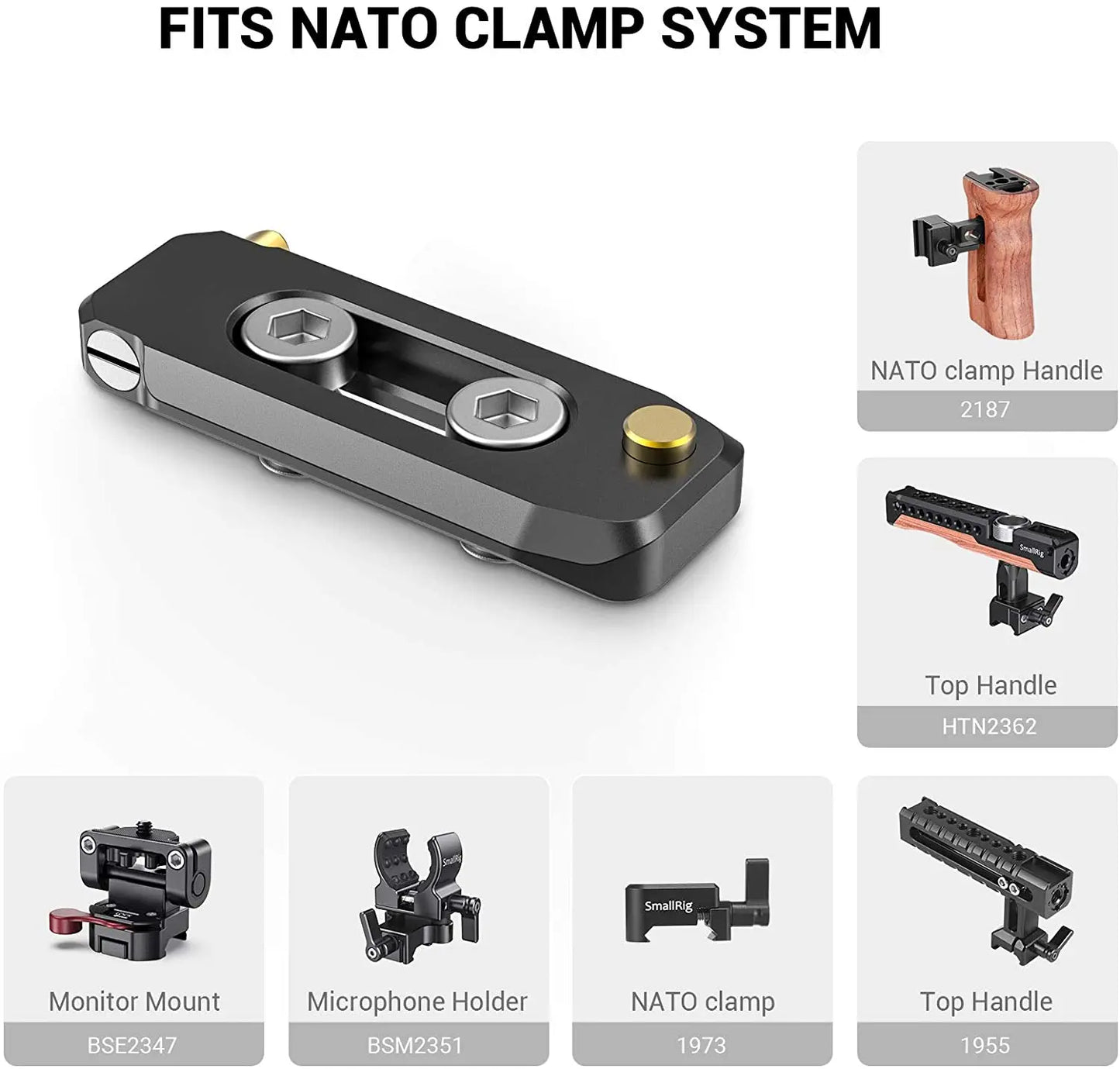 SmallRig Low-profile 6mm thick NATO Rail 50mm with NATO clamp for quick release 1/4"-20 mounting screws BUN2468B