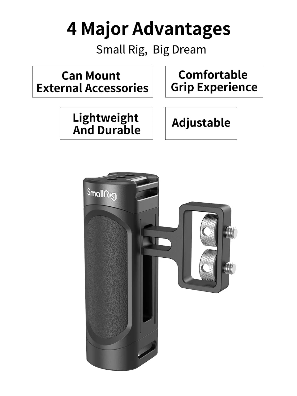 SmallRig Mini Camera Side Handle Handgrip with Two 1/4”-20 Screws  Mount for Mirrorless/ Digital Camera DSLR Camera 2916