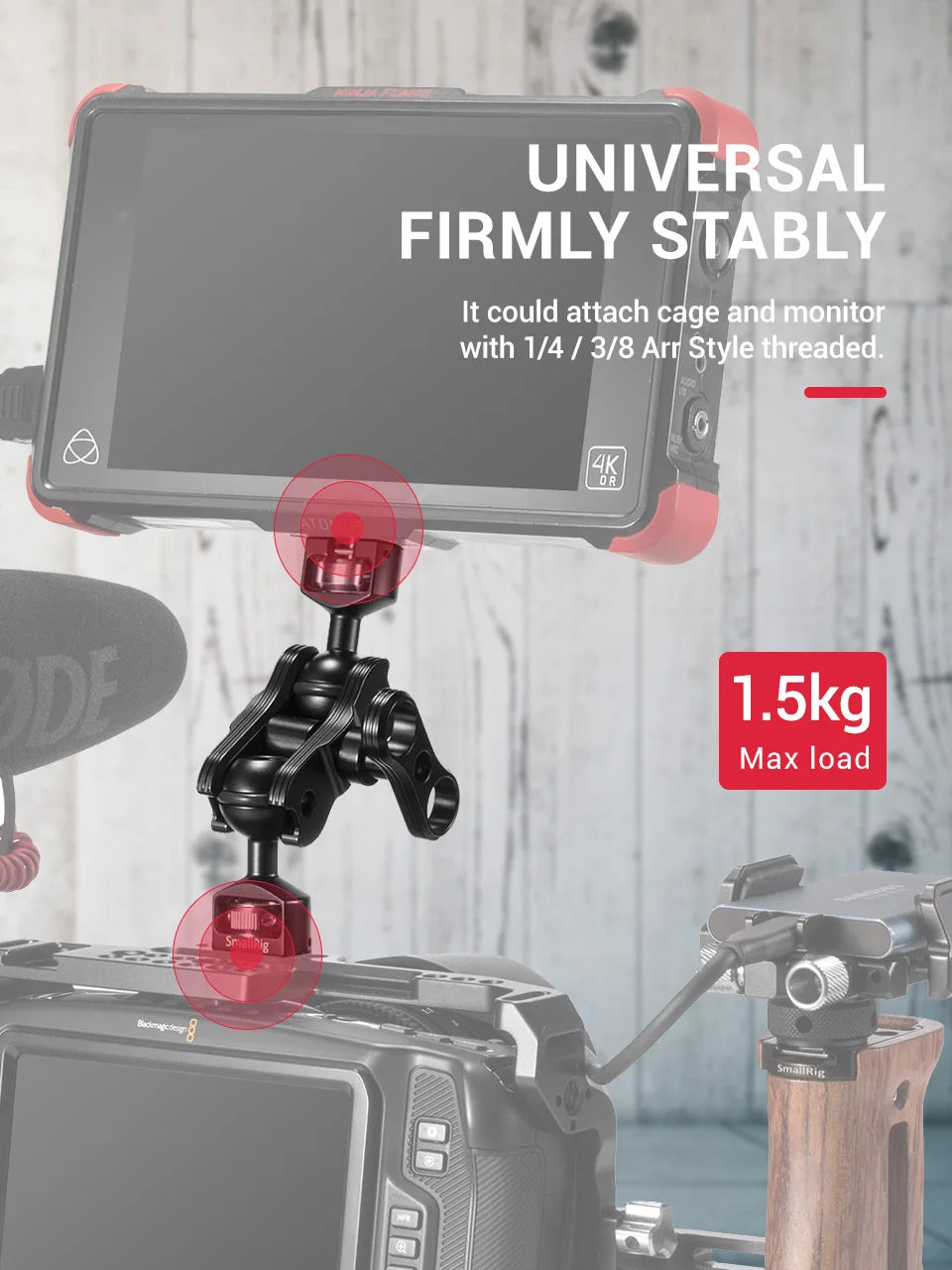 SmallRig Dual Magic Arm with ARRI Locating Pins & amp, 1/4" Screw