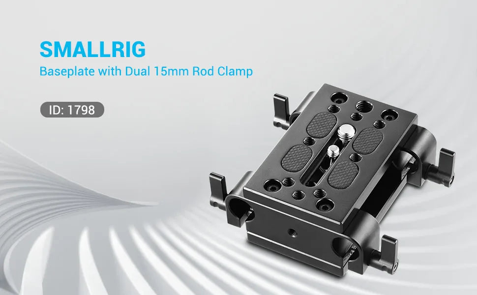 SmallRig Camera Mounting Plate Tripod Monopod Mounting Plate with 15mm Rod Clamp Railblock for Rod Support / Dslr Rig Cage-1798
