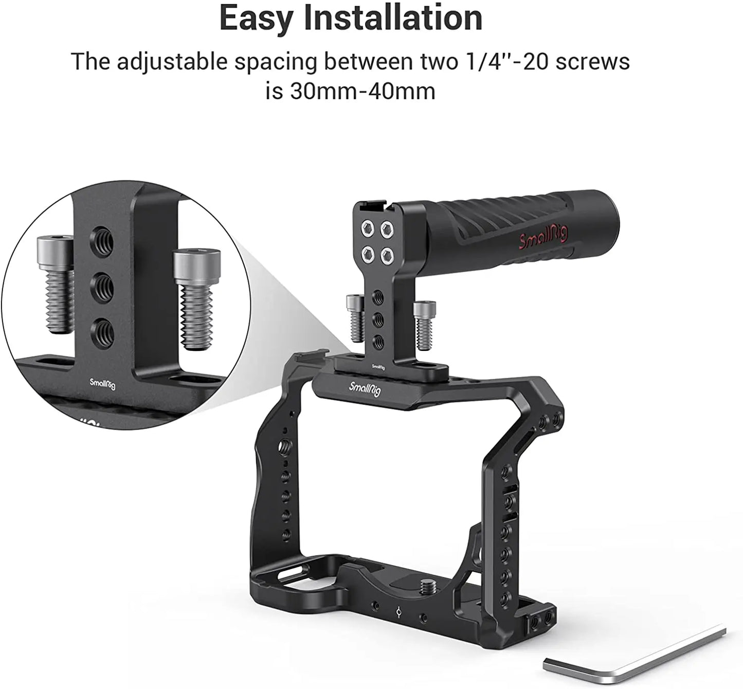 SmallRig Rubber Top Handle Grip with Top Cold Shoe Base for DSLR Camera Cage Video Camcorder Action Stabilizing Universal 1446C