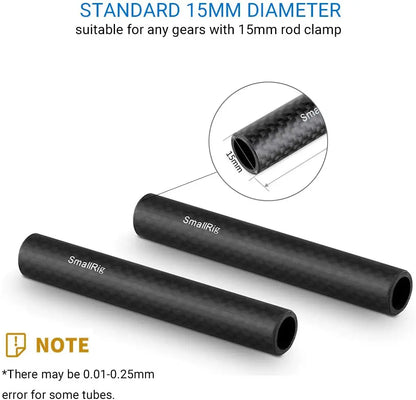 SmallRig 15mm Carbon Fiber Rod 4 inch Long for 15mm Rod Light Weight Support System DSLR Camera Rig - 1871 (2PCS Pack)